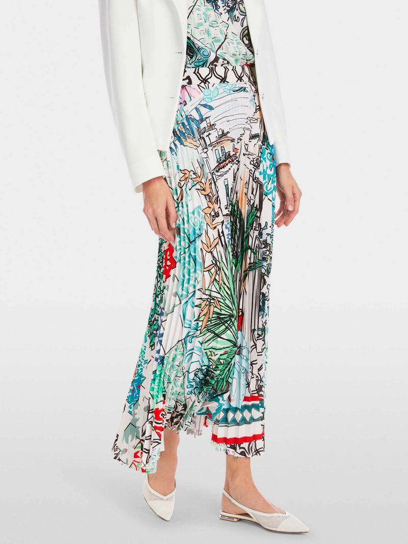 Marc Cain Pleated Printed Midi Skirt