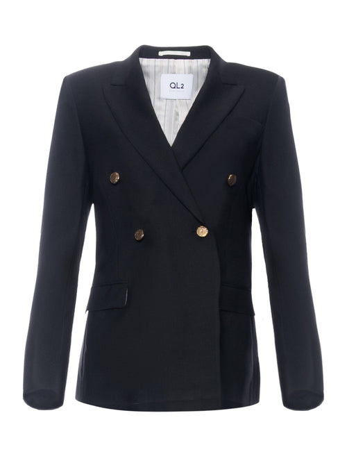 QL2 Bice Double Breasted Straight-Fit Jacket - Black