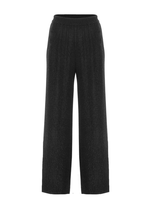 QL2 Mietta Textured Elastic Waist Pants - Black
