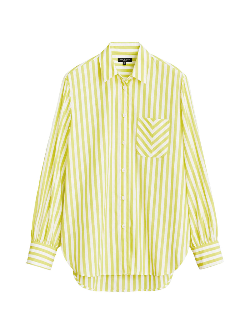 Rag & Bone Maxine Button Down Striped Shirt Fresh Lime