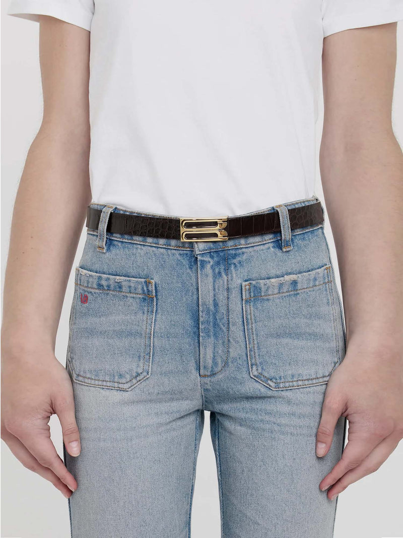 Victoria Beckham Croc Embossed Regular Frame Belt