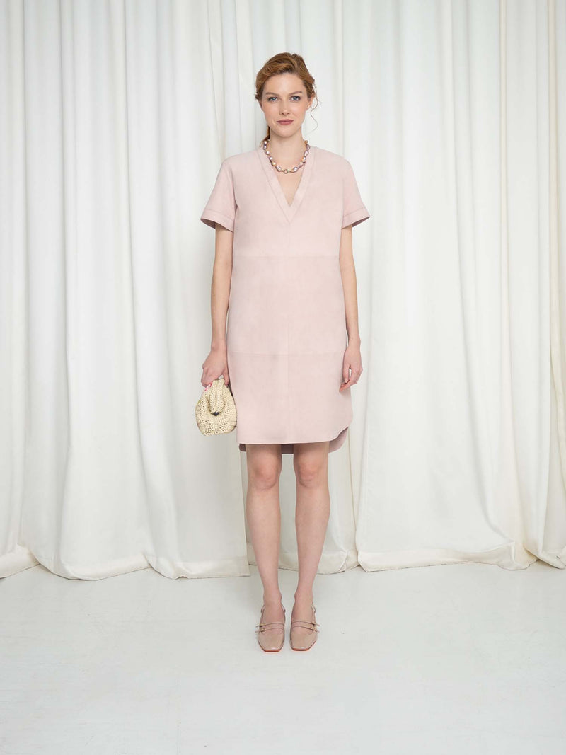 Desa Leather V-Neck Suede Dress