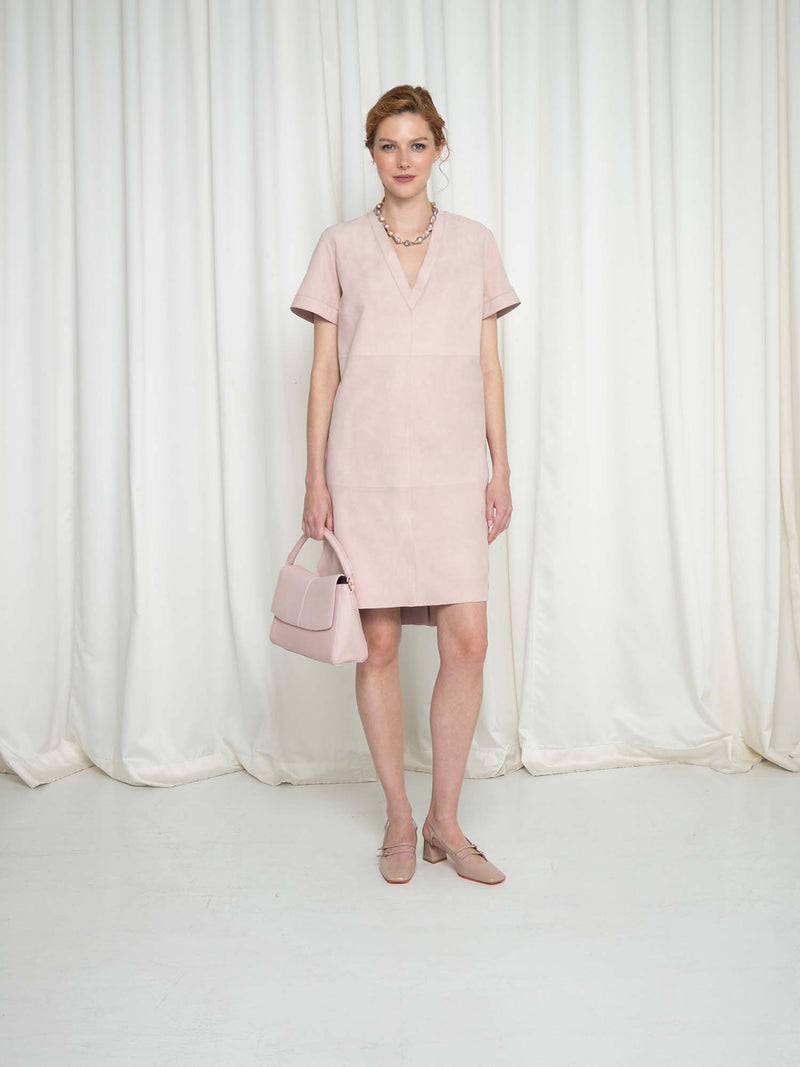 Desa Leather V-Neck Suede Dress