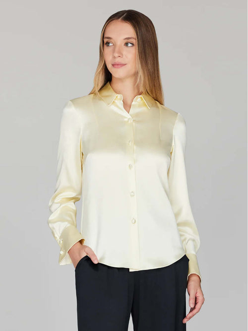 Mi Jong Lee Satin Button Down Collared Shirt