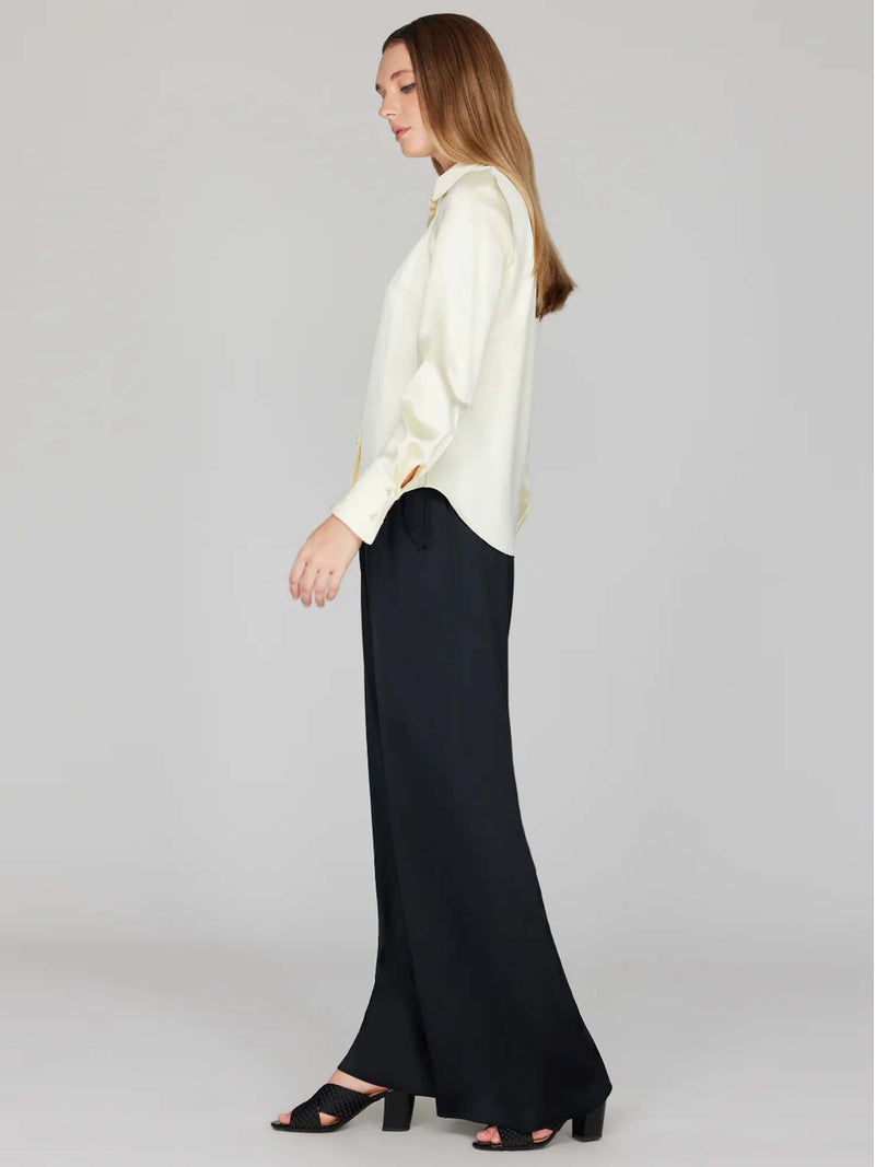 Mi Jong Lee Satin Button Down Collared Shirt