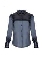 Mi Jong Lee Satin Button Down Collared Shirt