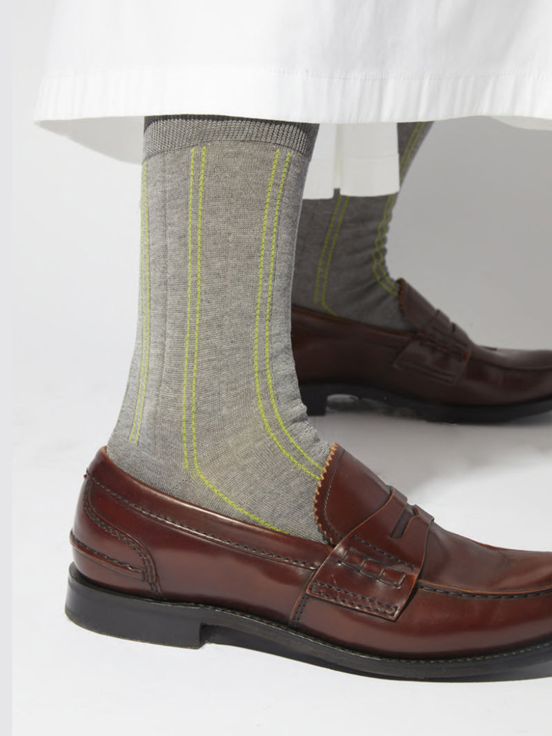 Maria La Rosa Cotton Socks with Stripe Stitch Detail