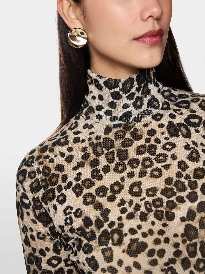 Marc Cain Semi Transparent Leopard Print Top
