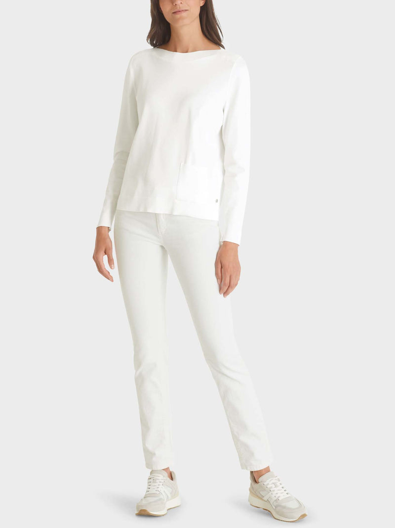 Marc Cain "Rethink Together" Patch Pocket Sweater Off-White