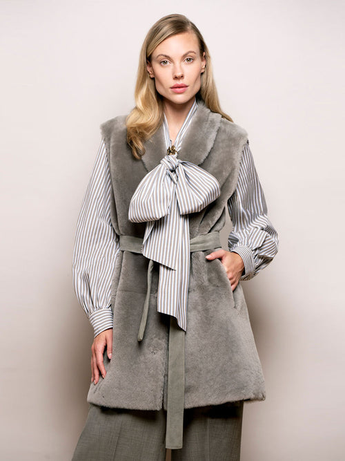 Desa Merino Suede Shearling Vest