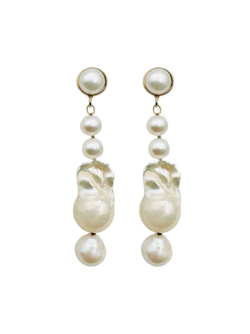 JMNYC Studio Baroque & Round Pearl Post Earring