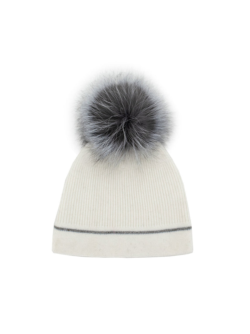 Mitchie's Knitted Beanie with Contrast Line and Crystals