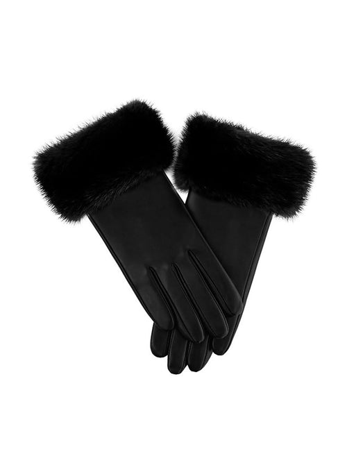 Mitchie's Leather Gloves with Mink Trim