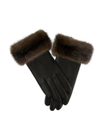 Mitchie's Leather Gloves with Mink Trim
