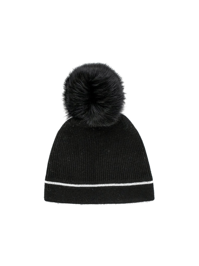 Mitchie's Knitted Beanie with Contrast Line and Crystals