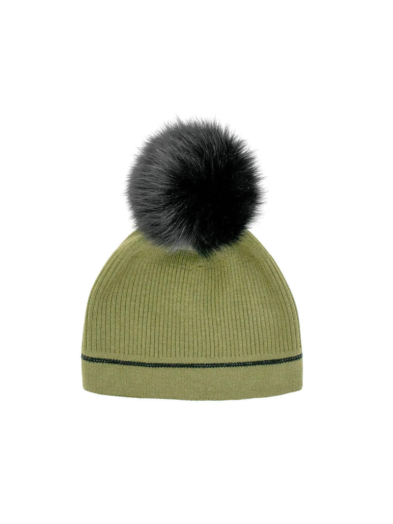 Mitchie's Knitted Beanie with Contrast Line and Crystals