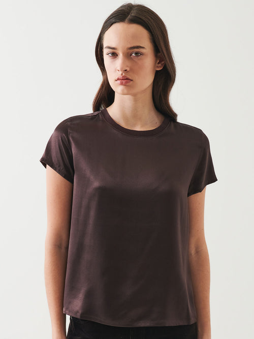 Patrick Assaraf Silk Satin Short Sleeve Tee