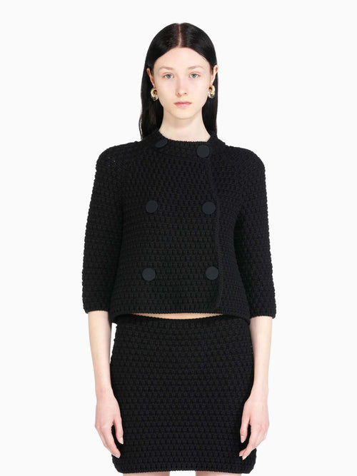 N°21 Waffle Knitted Cropped Jacket
