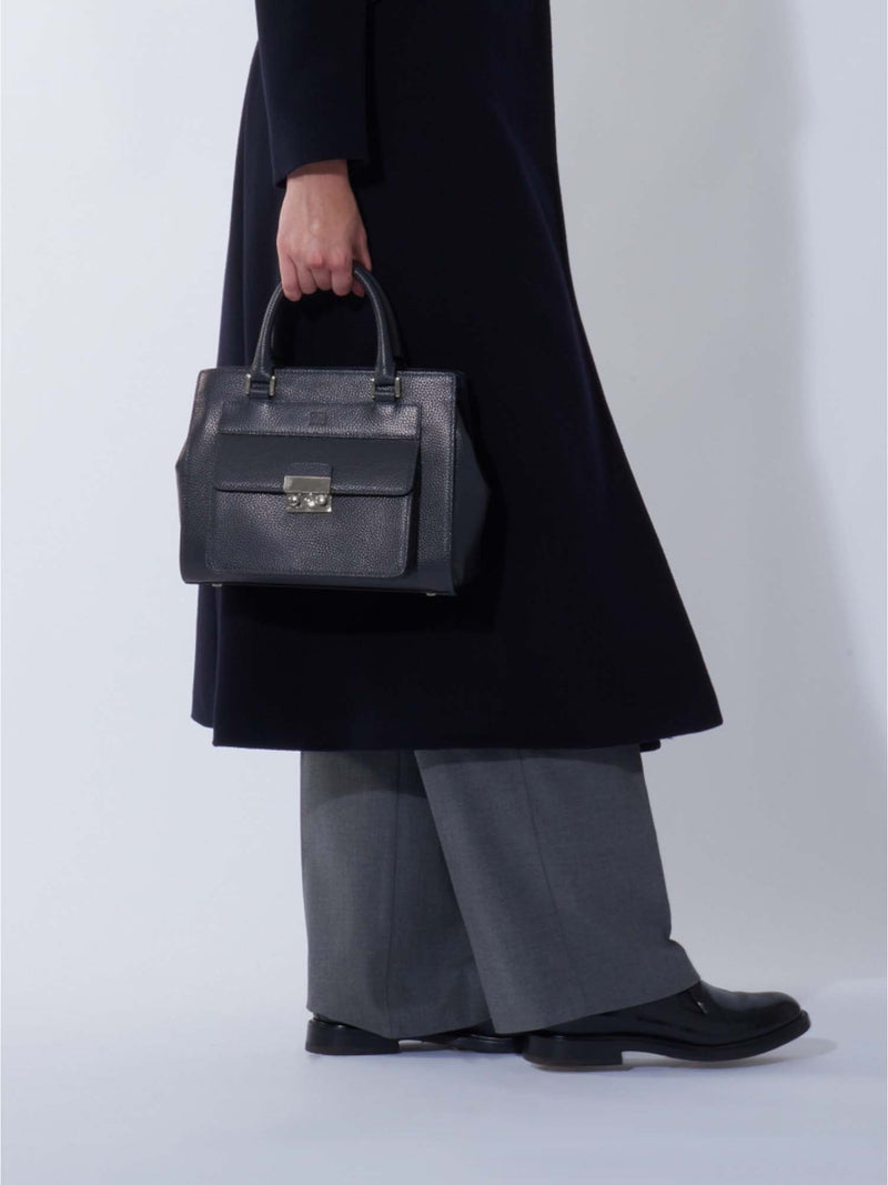 Cinzia Rocca Leather Structured Bag with Metal Closure