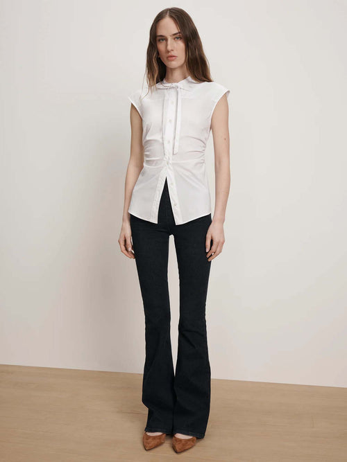 Veronica Beard Joon Tie-Neck Button-Down Blouse
