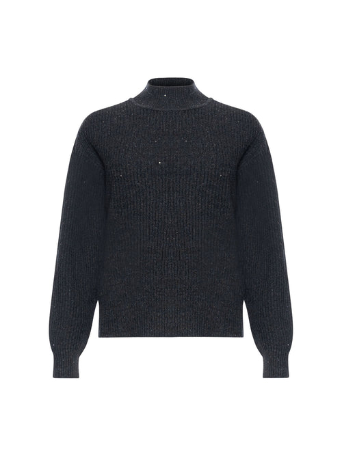 Repeat Mock Neck Sequin Knitted Pullover