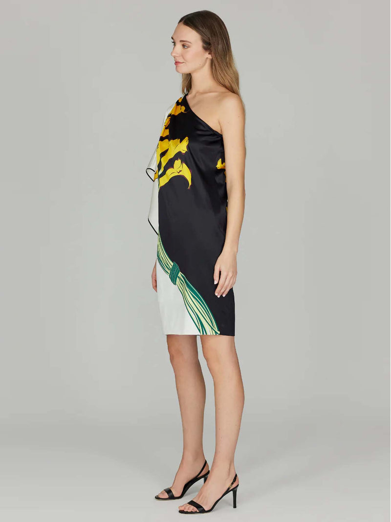 Mi Jong Lee Calla Lily One Shoulder Dress