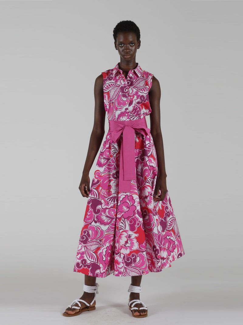 Sara Roka Caryl Printed Poplin Midi Dress