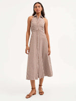 Veronica Beard Mackey Gingham Seersucker Halter Dress