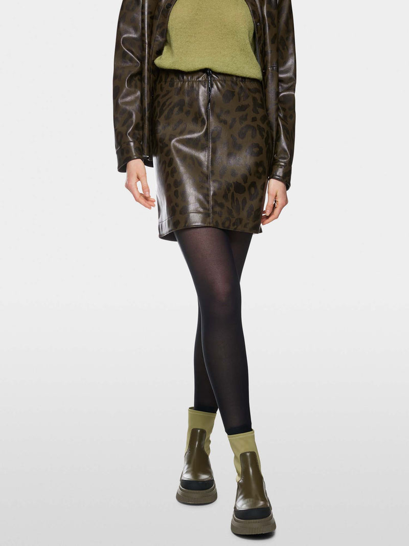 Marc Cain Sports Faux Leather Leopard Print Mini Skirt