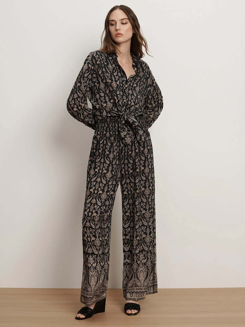 Veronica Beard Callaway Smocked Wide-Leg Pant