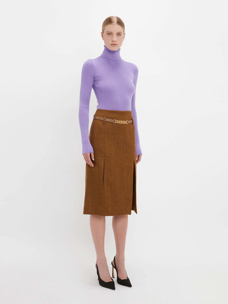 Victoria Beckham Knitted Polo Neck Jumper Lilac