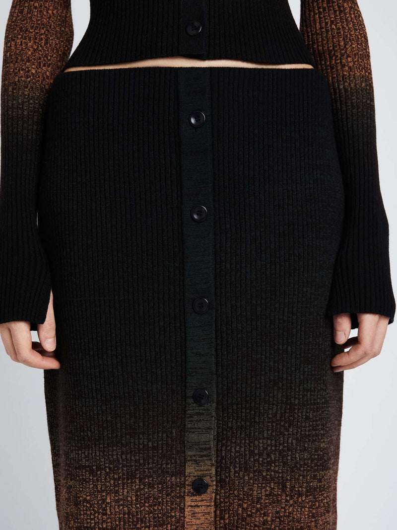 Proenza Schouler Gradient Marl Knit Skirt Brown Melange/Black