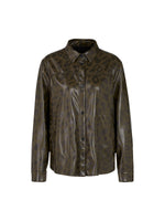 Marc Cain Sports Faux Leather Shirt with Leopard Print