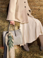 Cinzia Rocca Wool Scarf with Geometric Leaf Pattern