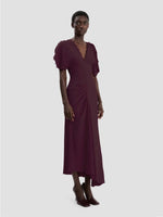 Victoria Beckham Short Sleeve Rouleaux Detail Dress