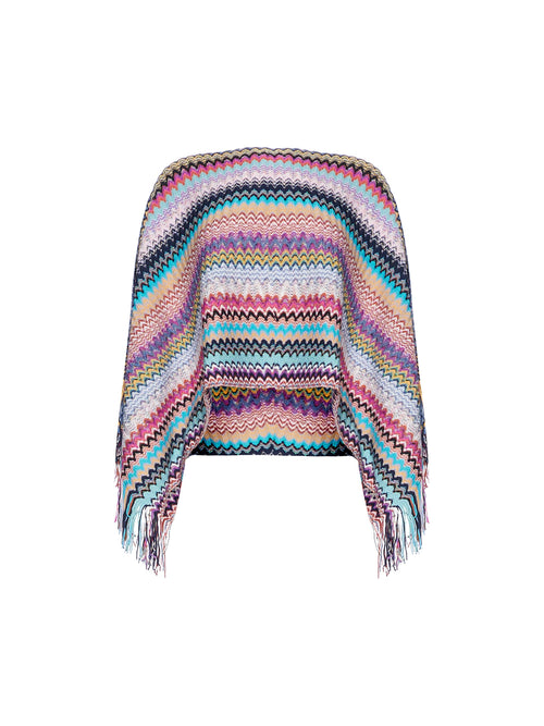 Missoni Poncho in Chevron Motif and Long Fringes
