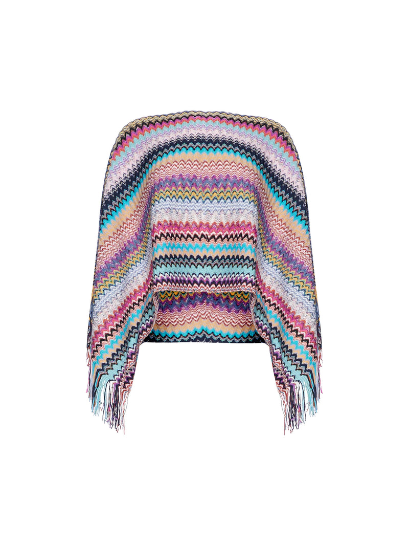 Missoni Poncho in Chevron Motif and Long Fringes