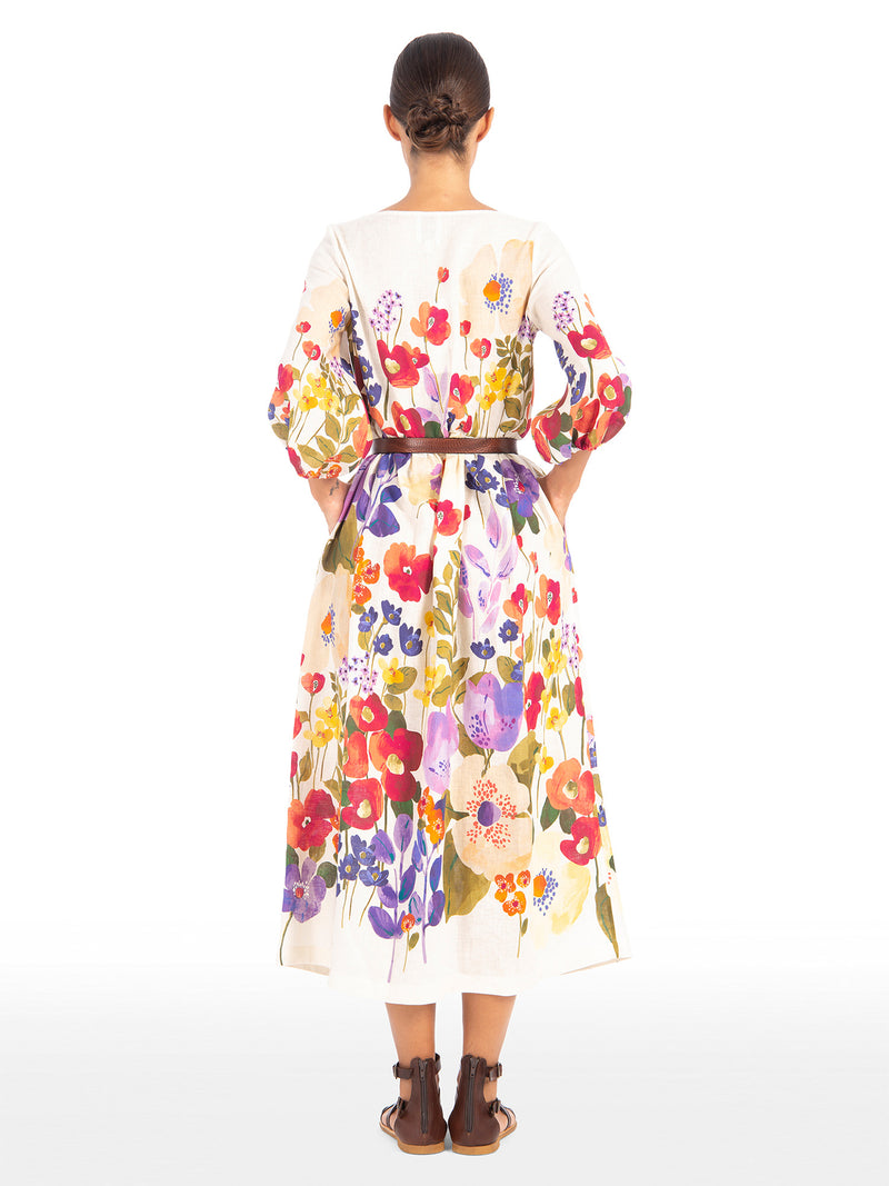 Sara Roka Flossie Printed Linen Dress Poppies