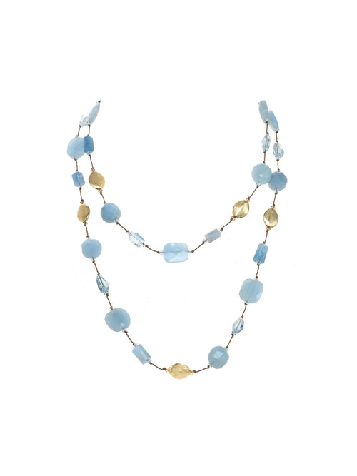 Margo Morrison Blue Topaz, Aquamarine, Gold Vermeil Bead 