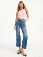Veronica Beard Dylan High Rise Straight Studded Jean