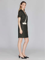 Mi Jong Lee Metallic Tweed Short Sleeve Shift Dress