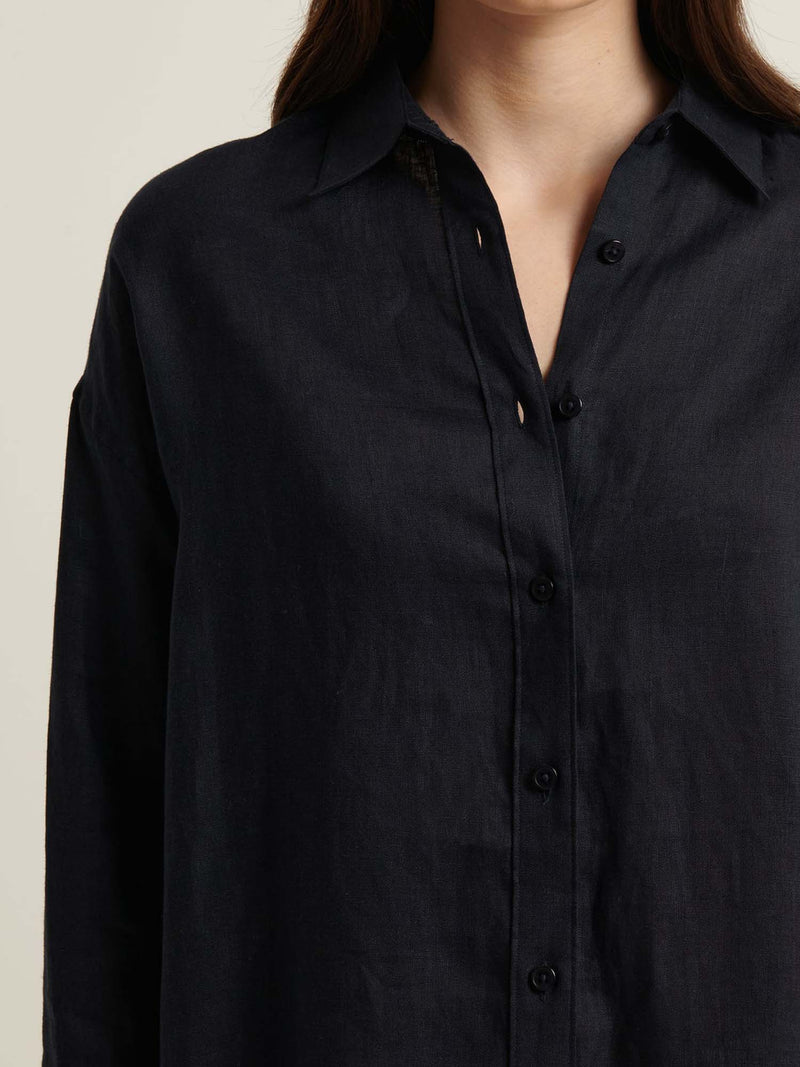 Patrick Assaraf Linen Boyfriend Shirt