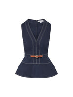 Veronica Beard Nickleby Belted Peplum Top