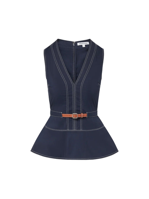 Veronica Beard Nickleby Belted Peplum Top