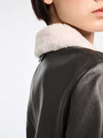 Dorothee Schumacher Sleek Statement Leather Jacket with Shearling Collar