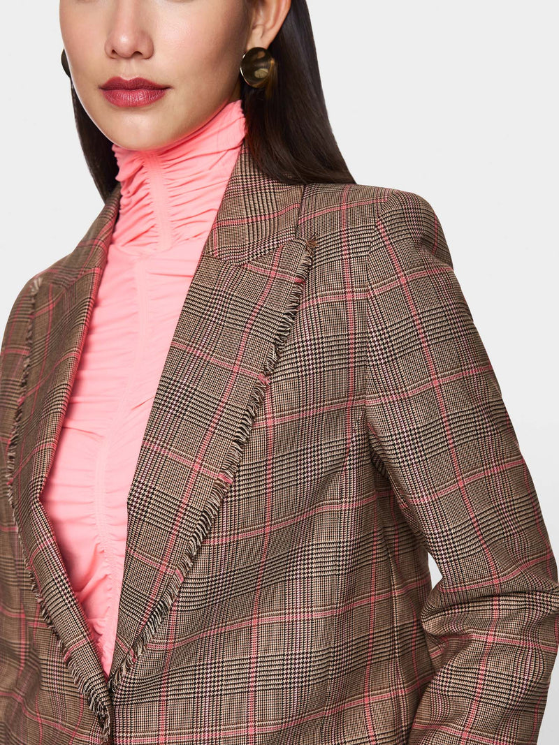 Marc Cain Classic Checked Blazer with Fringes