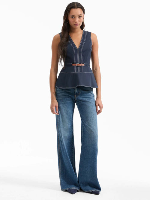 Veronica Beard Nickleby Belted Peplum Top