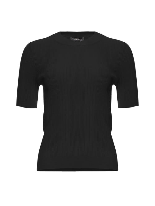 Repeat Short Sleeve Ribbed Knit Top