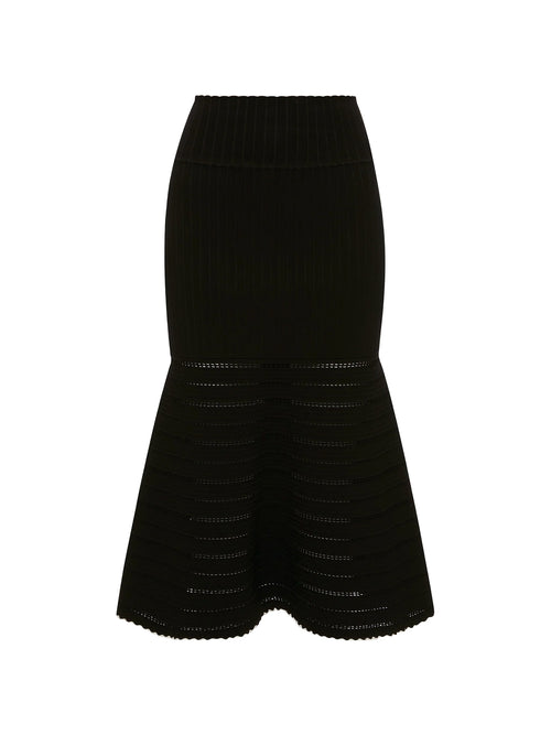 Victoria Beckham Flared Midi Skirt Black
