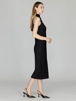 Mi Jong Lee Matte Jersey High Neck Cowl Dress